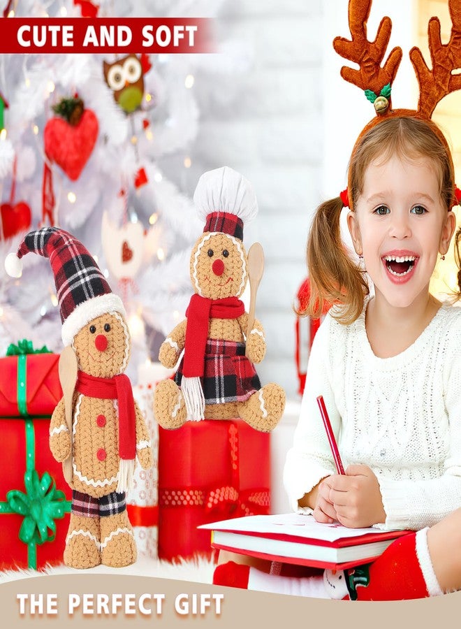 BWFY 22 Inch Large Size Christmas Gingerbread Plush,2PCS Gingerbread Man Christmas Decoration Boy & Girl Figures - Image 5